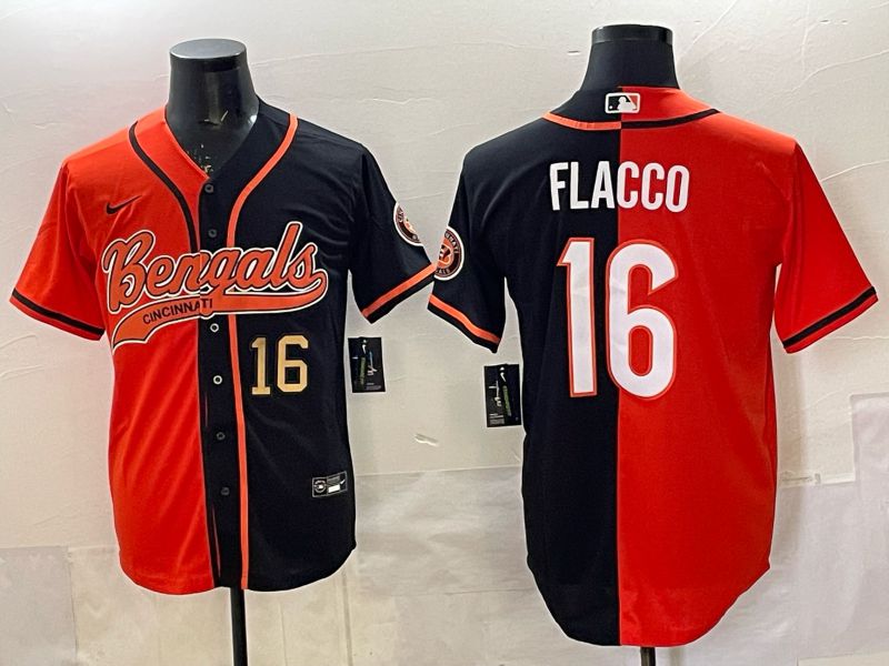 Men Cincinnati Bengals #16 Flacco black Orange Joint Name 2025 Nike Limited NFL Jersey style 4